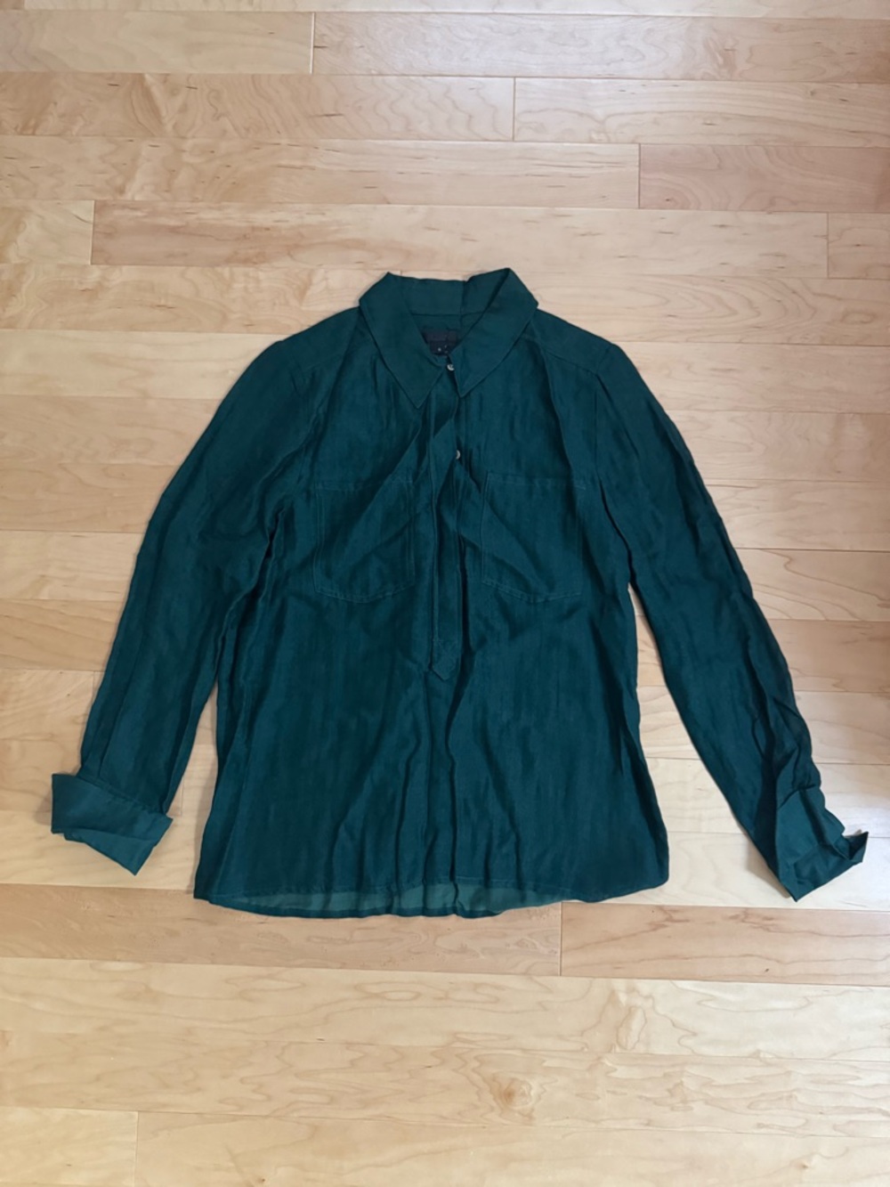 J. Crew Collection Dark Green Silk Shirt